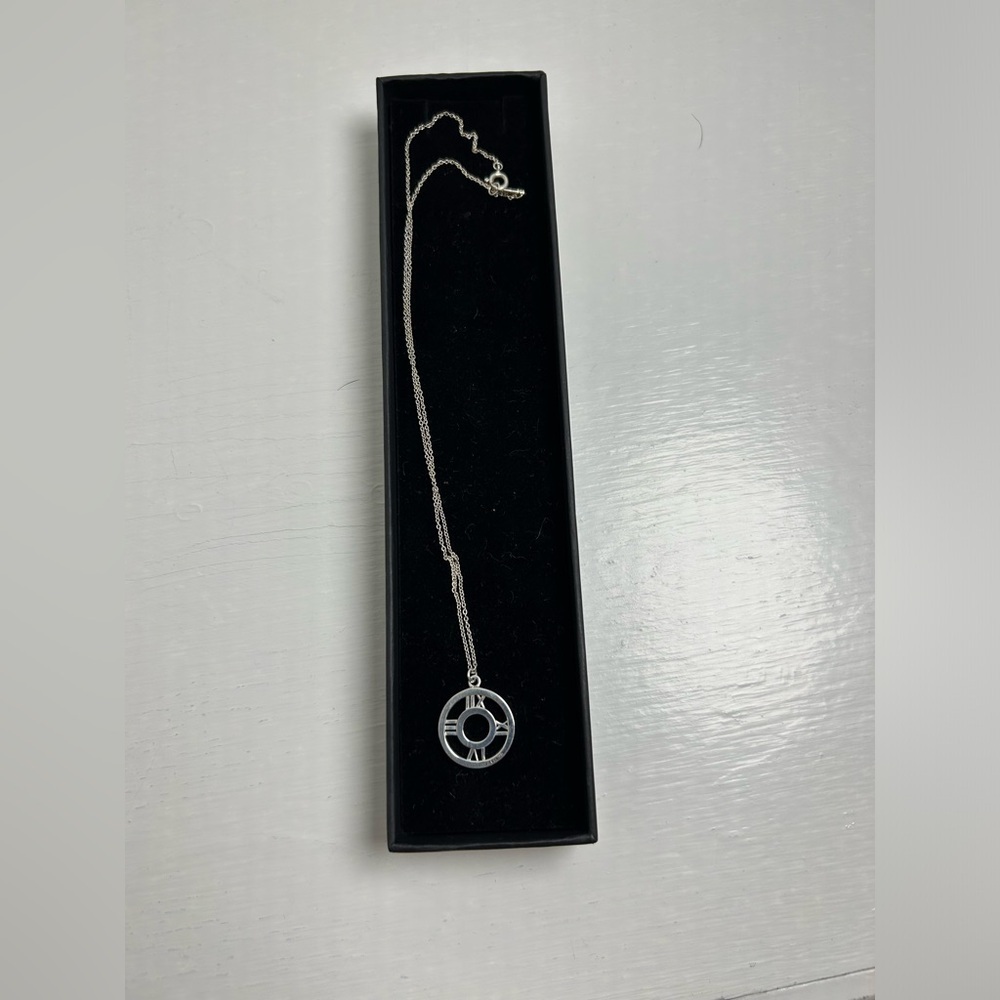 TIFFANY & CO "Atlas": Sterling Silver, Roman Numeral Necklace